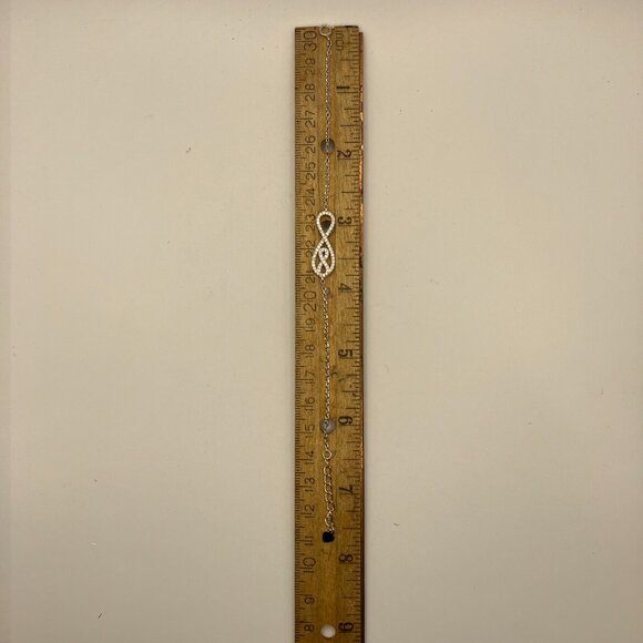 NEW Breast Cancer Sterling Silver Bracelet .925 Cubic Zirconia Infinity Link - Picture 2 of 13